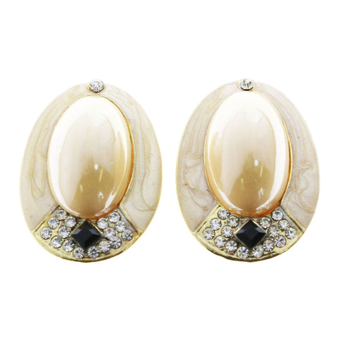 Mi Amore Crystal Accents Clip-On-Earrings Gold-Tone #LQC0842