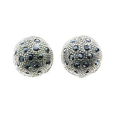 Mi Amore Faceted Adjustable Screwback Clip-On-Earrings Silver-Tone & Black #LQC0845