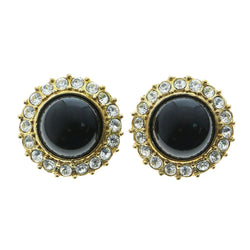 Mi Amore Crystal Accents Clip-On-Earrings Gold-Tone/Black #LQC0873