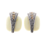 Mi Amore Crystal Accents Clip-On-Earrings Silver-Tone/White #LQC0879