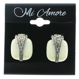 Mi Amore Crystal Accents Clip-On-Earrings Silver-Tone/White #LQC0879