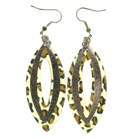 Plastic Dangle-Earrings With Crystal Accents Gold-Tone & Brown
