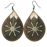 Metal Dangle-Earrings Gold-Tone & Blue