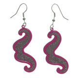Metal Dangle-Earrings Pink & Silver-Tone