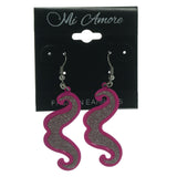 Metal Dangle-Earrings Pink & Silver-Tone