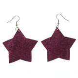 Metal Dangle-Earrings Pink & Silver-Tone