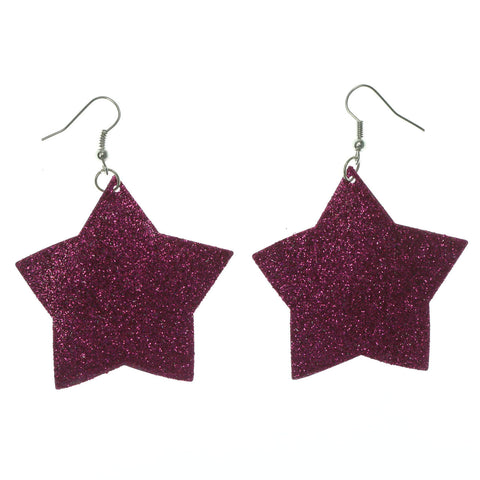 Metal Dangle-Earrings Pink & Silver-Tone
