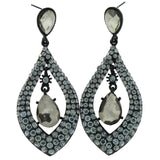 Metal Dangle-Earrings With Crystal Accents Black & Blue