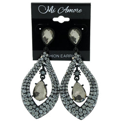 Metal Dangle-Earrings With Crystal Accents Black & Blue