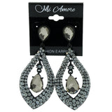 Metal Dangle-Earrings With Crystal Accents Black & Blue