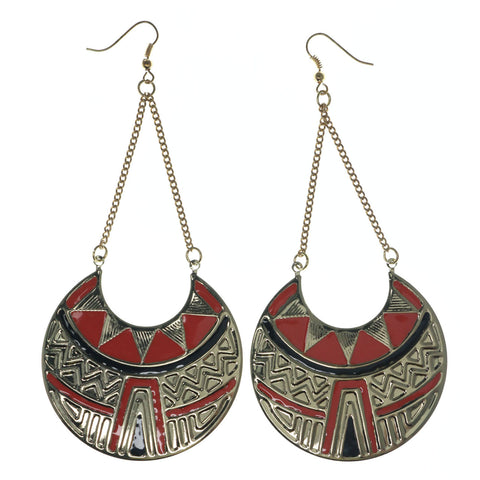 Gold-Tone & Multi Colored Metal Dangle-Earrings