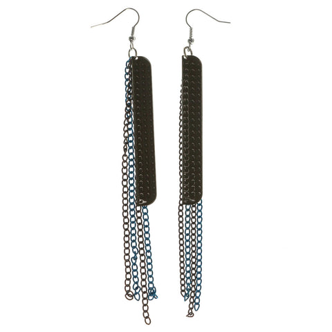 Green & Multi Colored Metal Drop-Dangle-Earrings