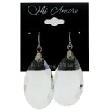 Clear & Silver-Tone Colored Metal Dangle-Earrings With Crystal Accents