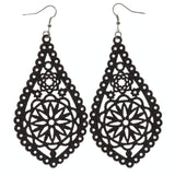 Brown & Silver-Tone Colored Metal Dangle-Earrings