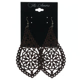 Brown & Silver-Tone Colored Metal Dangle-Earrings