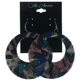 Fabric Dangle-Earrings With Crystal Accents Silver-Tone and Multi-Colored