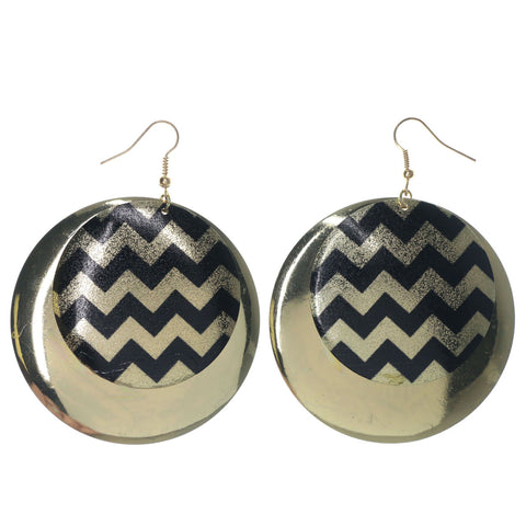 Metal Dangle-Earrings Gold-Tone & Black