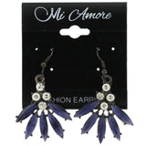 Blue & Clear Colored Metal Dangle-Earrings With Crystal Accents