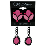 Acrylic Dangle-Earrings With Bead Accents Pink & Black