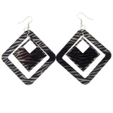 Silver-Tone & Purple Colored Metal Dangle-Earrings LQE131