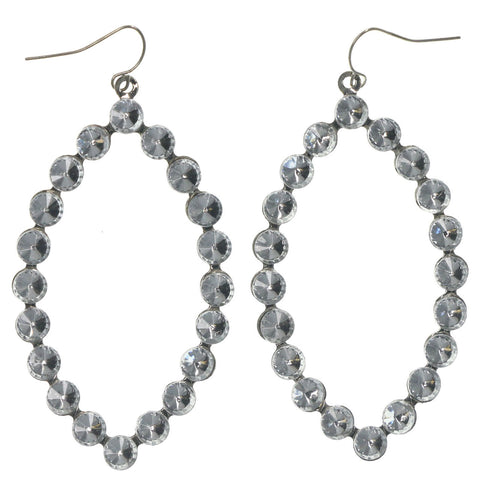 Silver-Tone Metal Dangle-Earrings With Crystal Accents