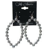 Silver-Tone Metal Dangle-Earrings With Crystal Accents