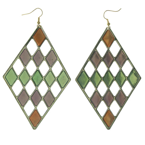 Gold-Tone & Multi Colored Metal Dangle-Earrings