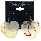 White & Red Colored Plastic Dangle-Earrings