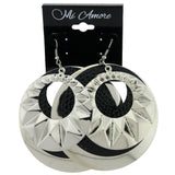 Silver-Tone & Black Colored Metal Dangle-Earrings
