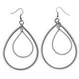 Wire Wrap Spring Dangle-Earrings Silver-Tone