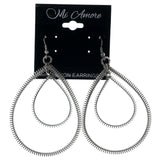 Wire Wrap Spring Dangle-Earrings Silver-Tone