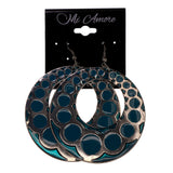 Blue & Silver-Tone Colored Metal Dangle-Earrings #LQE1608