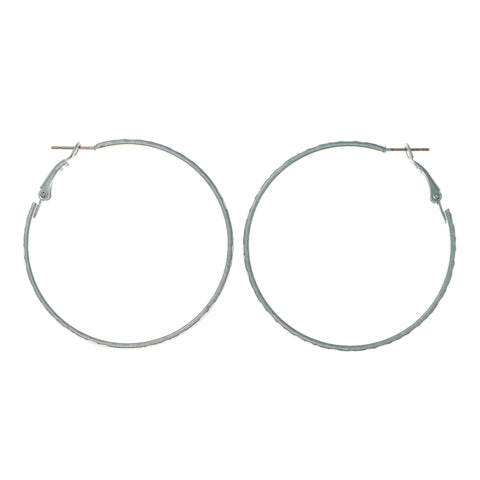 Blue Metal Hoop-Earrings #LQE1627