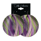 Purple & Green Colored Metal Dangle-Earrings #LQE1644