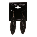 Black Acrylic Dangle-Earrings With Crystal Accents #LQE1648