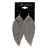Leaf Dangle-Earrings Silver-Tone Color #LQE1652