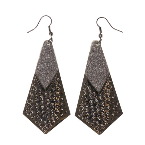 Glitter Sparkle Dangle-Earrings Silver-Tone Color #LQE1660
