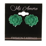 Flower Stud-Earrings Green Color #LQE1676
