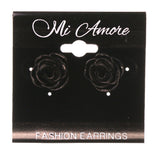 Rose Stud-Earrings Black Color #LQE1678