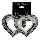 Silver-Tone & Black Plastic Dangle-Earrings
