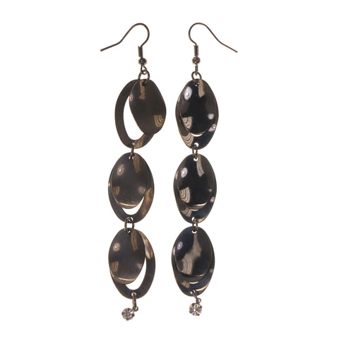 Silver-Tone Metal Dangle-Earrings With Crystal Accents #LQE1694