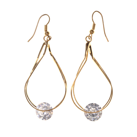 Gold-Tone & Silver-Tone Metal Dangle-Earrings Crystal Accents