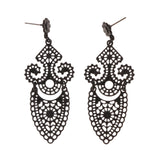 Flower Matte Drop-Dangle-Earrings Black Color #LQE1742