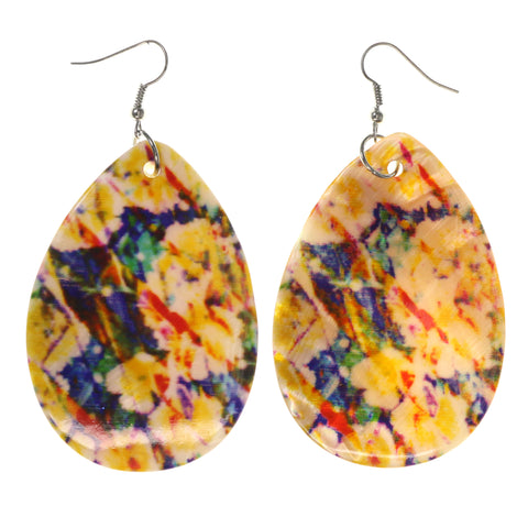 White & Multi Colored Metal Dangle-Earrings #LQE1749