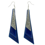 Metal Dangle-Earrings With Crystal Accents Silver-Tone & Blue