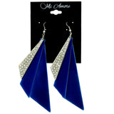 Metal Dangle-Earrings With Crystal Accents Silver-Tone & Blue