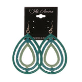 Green & Blue Colored Metal Dangle-Earrings #LQE1757