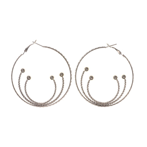 Silver-Tone Metal Hoop-Earrings #LQE1765
