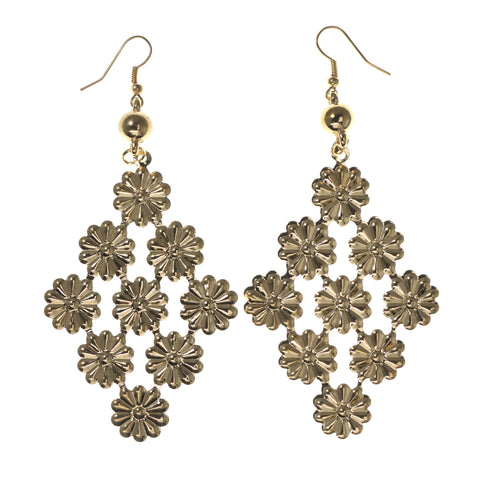 Flower Dangle-Earrings Gold-Tone Color #LQE1766