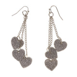 Heart Dangle-Earrings Silver-Tone Color #LQE1772